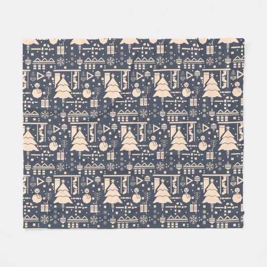 Geometrisch kerstpatroon - modern design fleece deken (Voorkant (Horizontaal))