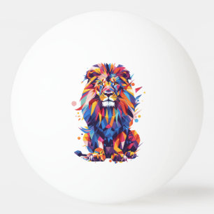 Geometrisch kleurrijk leeuwenontwerp pingpongballen