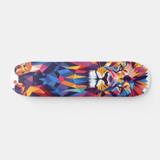 Geometrisch kleurrijk leeuwenontwerp skateboard (Horizontaal)