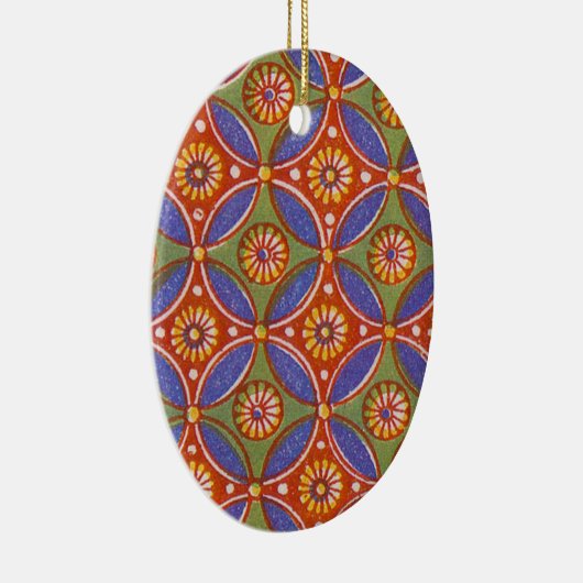 Geometrisch kleurrijk Rustisch cirkelpatroon Keramisch Ornament (Rechts)