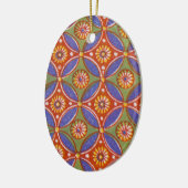 Geometrisch kleurrijk Rustisch cirkelpatroon Keramisch Ornament (Links)