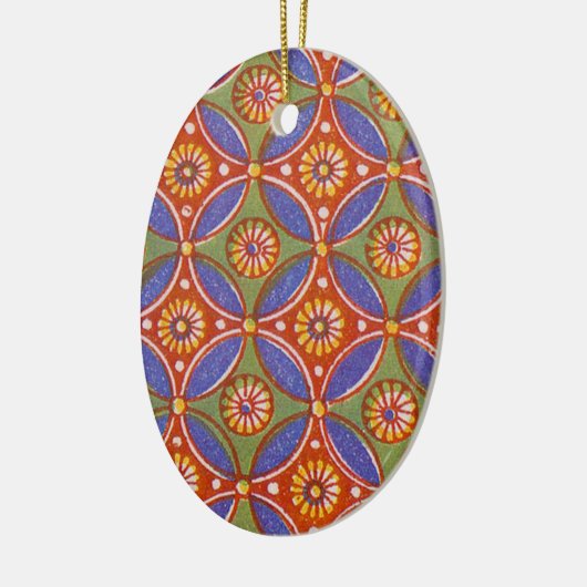 Geometrisch kleurrijk Rustisch cirkelpatroon Keramisch Ornament (Links)