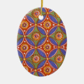 Geometrisch kleurrijk Rustisch cirkelpatroon Keramisch Ornament (Voorkant)