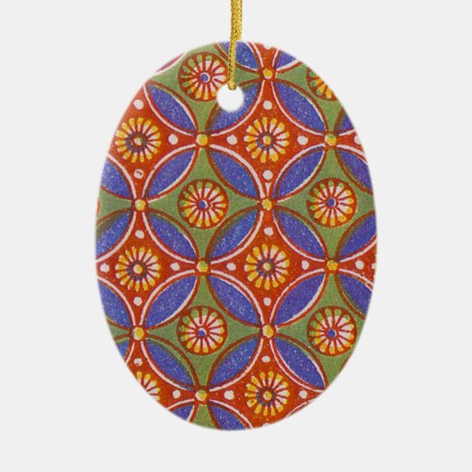 Geometrisch kleurrijk Rustisch cirkelpatroon Keramisch Ornament (Voorkant)