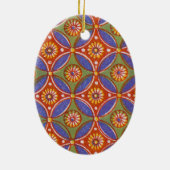 Geometrisch kleurrijk Rustisch cirkelpatroon Keramisch Ornament (Achterkant)