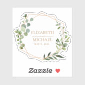 Geometrisch Koper Eucalyptus Trouwdatum Sticker (Vel)