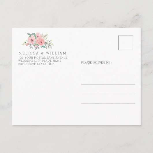 Geometrisch Koper Waterverf Floral Beach Bruiloft Uitnodiging Briefkaart (Achterkant)