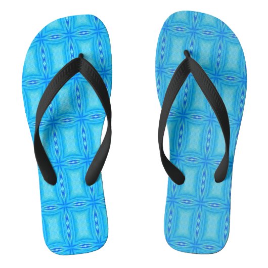 Geometrisch kunstblauw, elektrisch blauw teenslippers (Voetbed)