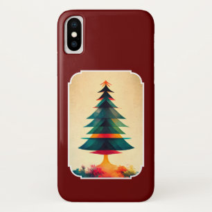 Geometrisch kunstontwerp met volledige kerstboom iPhone x hoesje
