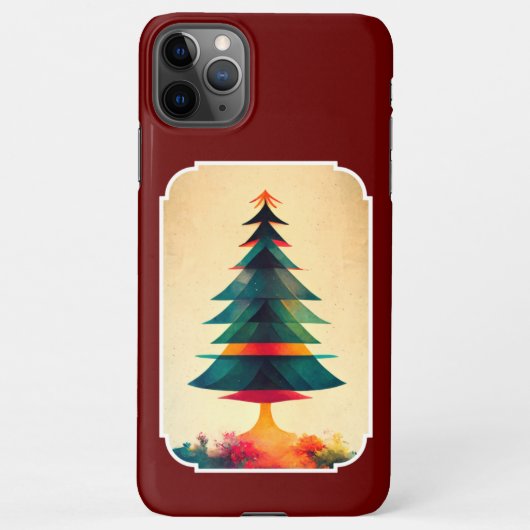 Geometrisch kunstontwerp met volledige kerstboom iPhone hoesje (Achterkant)