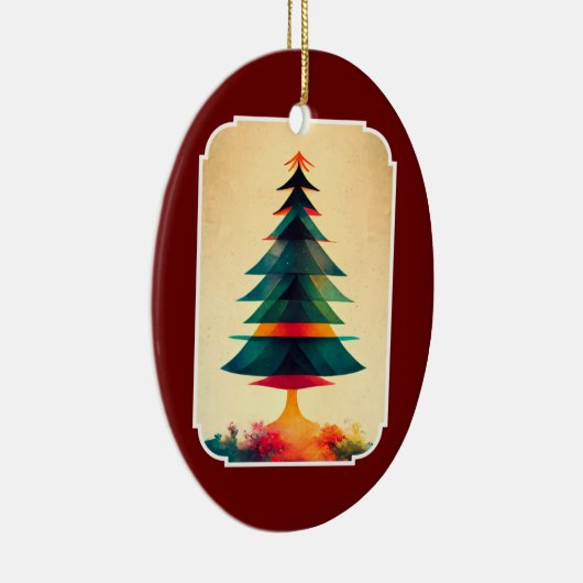 Geometrisch kunstontwerp met volledige kerstboom keramisch ornament (Rechts)