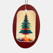 Geometrisch kunstontwerp met volledige kerstboom keramisch ornament (Links)