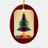Geometrisch kunstontwerp met volledige kerstboom keramisch ornament (Voorkant)
