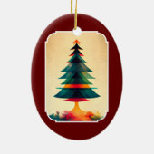 Geometrisch kunstontwerp met volledige kerstboom keramisch ornament (Achterkant)