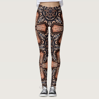Geometrisch kunstpatroon bruine Leggings
