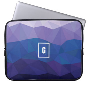 Geometrisch laag poly design blauw laptophoes hoes