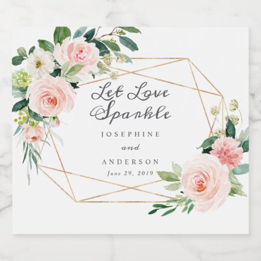 Geometrisch Laat Liefde Sparkle Flessenetiketten Sparkling Wijnetiket (Enkel label)