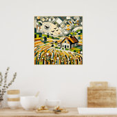 geometrisch landschap poster (Keuken)