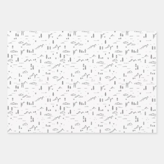 Geometrisch landschap van boslijnen inpakpapier vel (Voorkant 2)