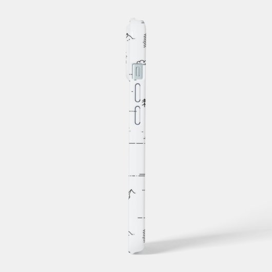 Geometrisch landschap van boslijnen iPhone 15 hoesje (Linkerkant)