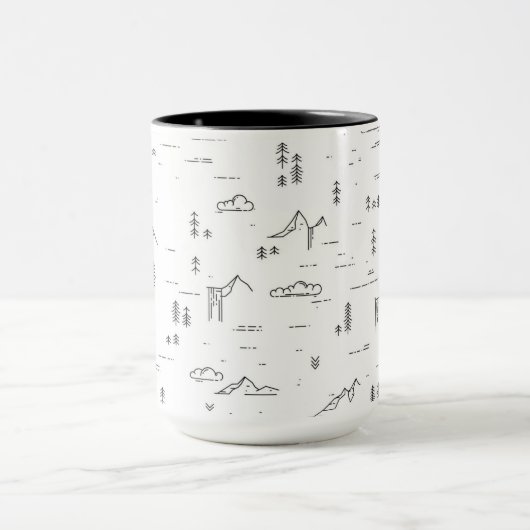 Geometrisch landschap van boslijnen mok (Midden)