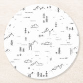 Geometrisch landschap van boslijnen ronde kartonnen onderzetter (Voorkant)