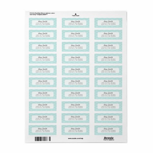 Geometrisch Licht Aqua en White Asian Pattern Etiket (Full Sheet)