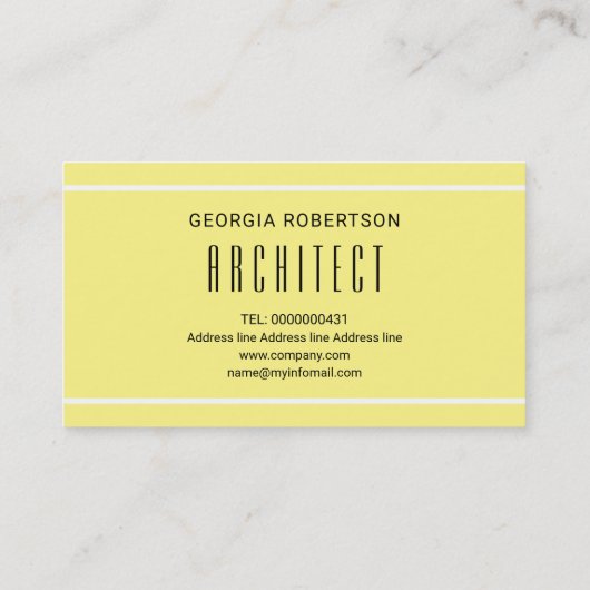 Geometrisch lichtgeel en wit modern monogram visitekaartje (Achterkant)