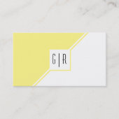 Geometrisch lichtgeel en wit modern monogram visitekaartje (Voorkant)