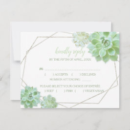 Geometrisch Lijst Succulent Bruiloft Maaltijd Keuz RSVP Kaartje