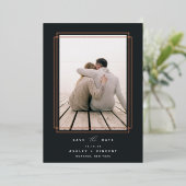 Geometrisch Lijst | Verticale foto slaat de datum Folie Uitnodiging (Staand Voorkant)