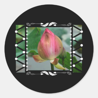 Geometrisch Lotus Flower Floral Ronde Sticker