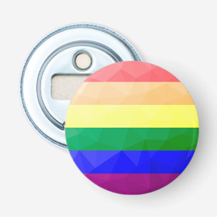 Geometrisch maaspatroon LGBT-vlag regenbooglijnen Button Flesopener