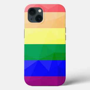Geometrisch maaspatroon LGBT-vlag regenbooglijnen iPhone 13 Hoesje