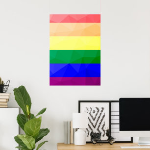Geometrisch maaspatroon LGBT-vlag regenbooglijnen Poster