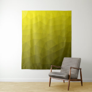 Geometrisch maaspatroon met geel donkerombre gradi wandkleed