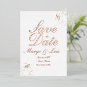 Geometrisch Manuscript sparen de Datum Gedrukte Folie Uitnodiging (Staand Voorkant)