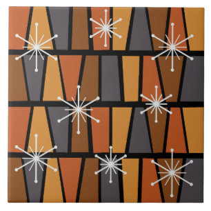 Geometrisch MCM Abstract verbrand Sinaasappel Tegeltje