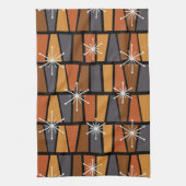 Geometrisch MCM Abstract verbrand Sinaasappel Theedoek (Verticaal)