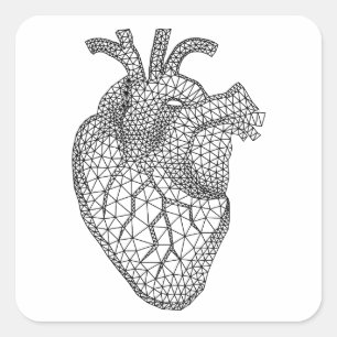 Geometrisch menselijk hart vierkante sticker