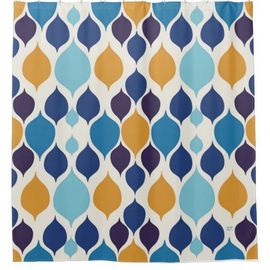 Geometrisch middelste eeuw 1960 douchegordijn (Voorkant)
