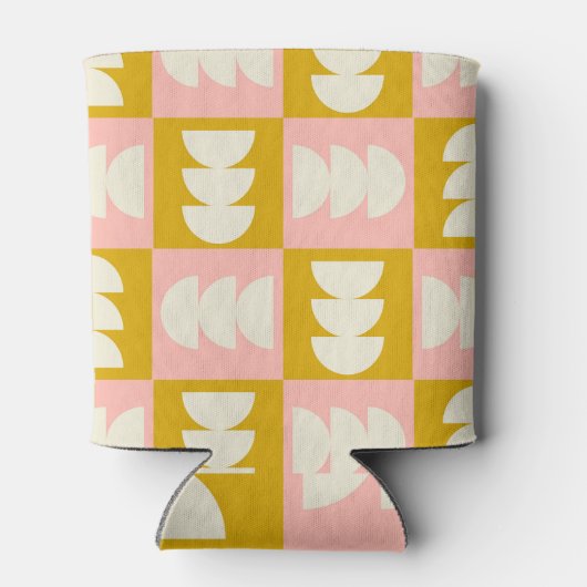 Geometrisch midden-eeuw modern retro patroon blikjeskoeler (Achterkant)