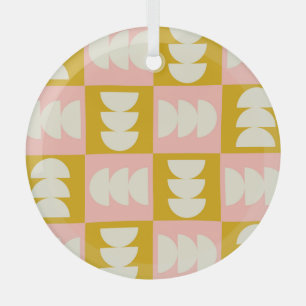 Geometrisch midden-eeuw modern retro patroon glas ornament