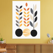 Geometrisch minimalisme: bladeren in Abstract Canvas Afdruk (Insitu (Woonkamer))