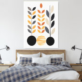 Geometrisch minimalisme: bladeren in Abstract Canvas Afdruk (Insitu (Slaapkamer))