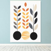 Geometrisch minimalisme: bladeren in Abstract Canvas Afdruk (Insitu (Houten vloer))