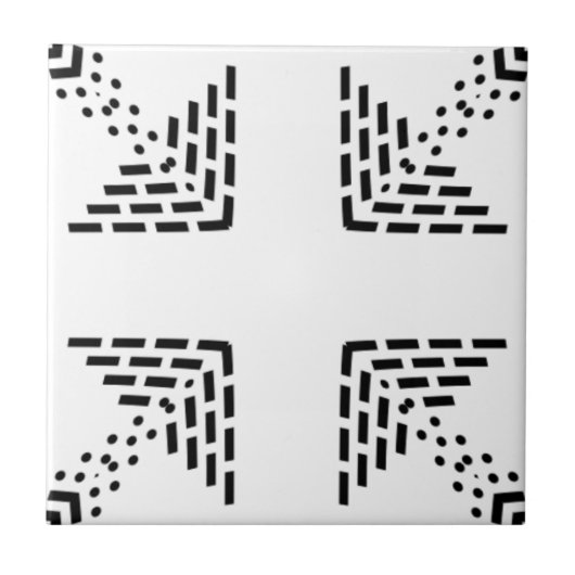 Geometrisch minimalistisch ontwerp zwart-wit tegeltje (Voorkant)