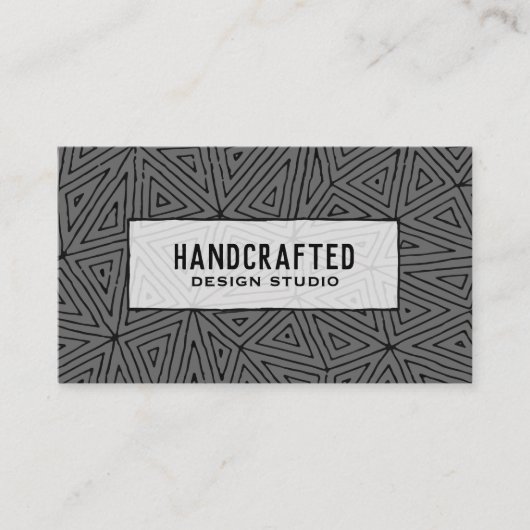 Geometrisch Modern Abstract grijs en zwart bedrijf Visitekaartje (Voorkant)