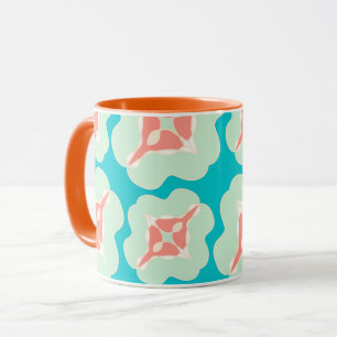 Geometrisch modern blauwgroen sinaasappel mok