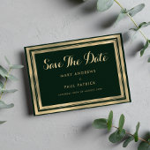 Geometrisch modern bos groen goud Save The Date